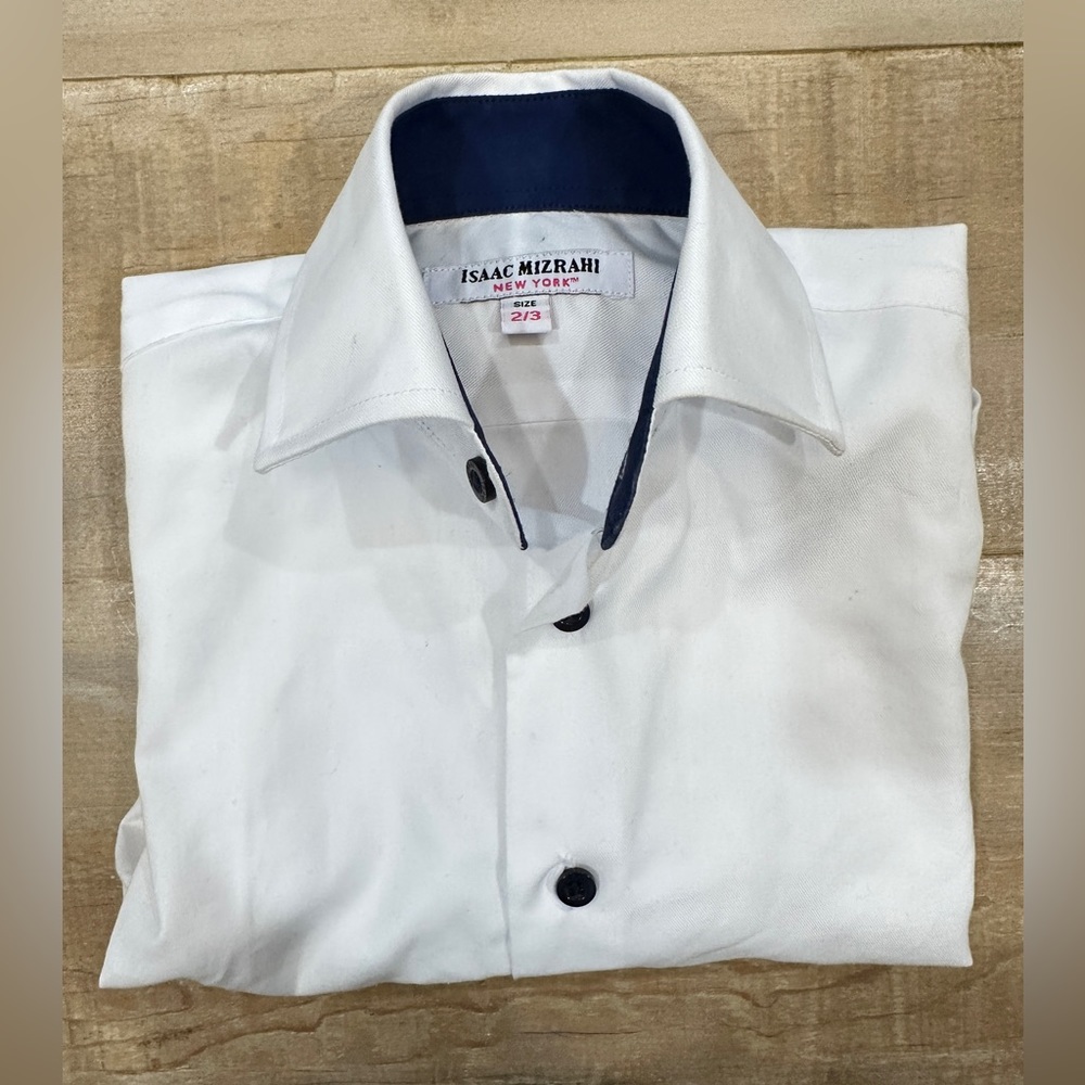 Isaac Mizrahi toddler boys button down collar white shirt size 2/3
